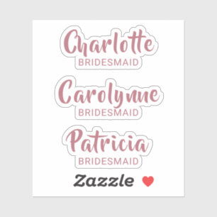 Sticker rose Gold Bridesmaid Nom Custom-Cut Vinyl