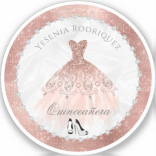 Sticker Rose Gold Diamond Sparkle Glam Quinceanera
