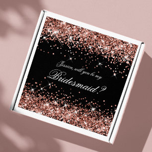 Sticker Rose Gold Glam Black Bridesmaid Proposition boîte