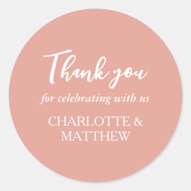 Sticker Rose Gold Mariage Classic Round (Devant)