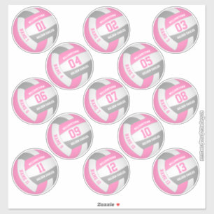 Sticker rose gris 13 joueurs personnalisés noms volleyball