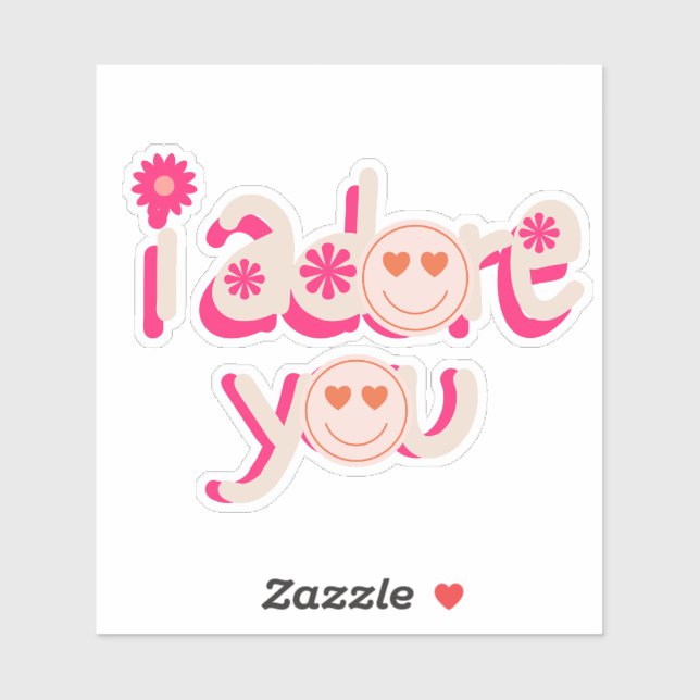 Sticker rose "i adore you" (Feuille)
