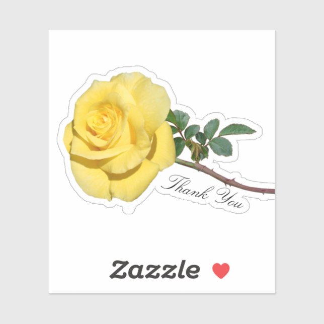Sticker rose jaune personnalisé (Feuille)