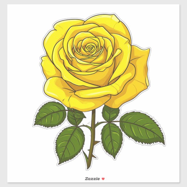 Sticker Rose jaune vif (Feuille)
