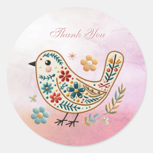Sticker rose Little Bird Floral (Devant)
