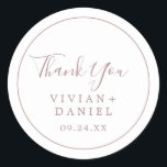 Sticker Rose minimal Merci Or Mariage Favor Sticke<br><div class="desc">Ces stickers minimaux d'or rose pour remercier votre mariage sont parfaits pour une simple réception de mariage. Le design romantique moderne est composé d'or rose classique et de typographie blanche associée à une calligraphie rustique mais élégante avec un style vintage lettré à la main. Personnalisable dans n'importe quelle couleur. Gardez...</div>