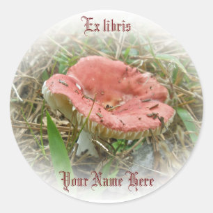 Sticker rose Mushroom Ex libris