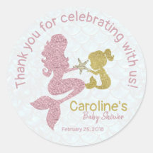 Sticker Rose or Mermaid Baby shower Favoriser