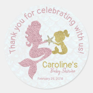 Sticker Rose or Mermaid Baby shower Favoriser