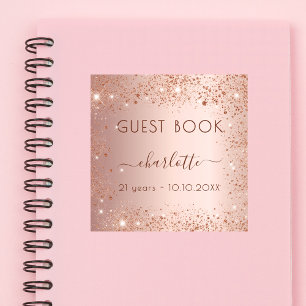 Sticker Rose or scintille anniversaire Livre d'or