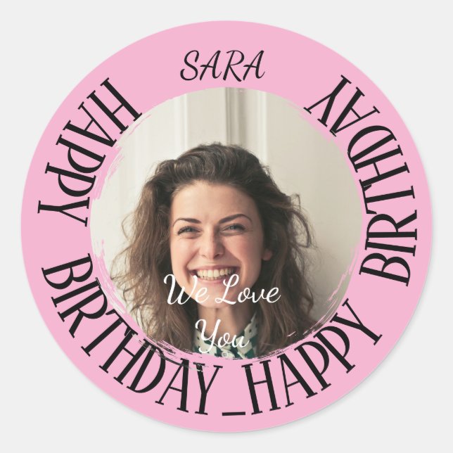 Sticker rose pour anniversaire entièrement personn (Devant)