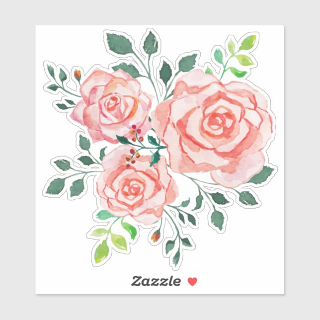 Sticker Rose romantique (Feuille)