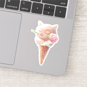 Sticker Rose Romantique : Cône de glace rose Mademoiselle 