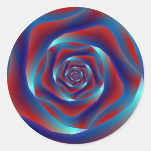 Sticker Rose rond rouge et blues