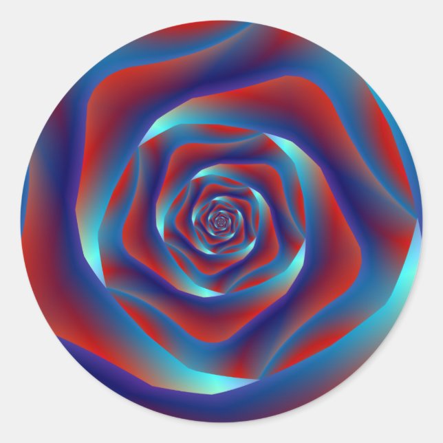 Sticker Rose rond rouge et blues (Devant)