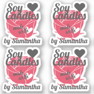 Sticker Rose rouge couleur Vintage faite de bougies de soj