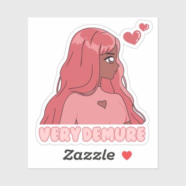 Sticker Rose Très Demure Mignonne Anime Fille Noire (Feuille)