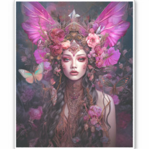 Sticker Rose violet Fairy Queen Imaginaire Art