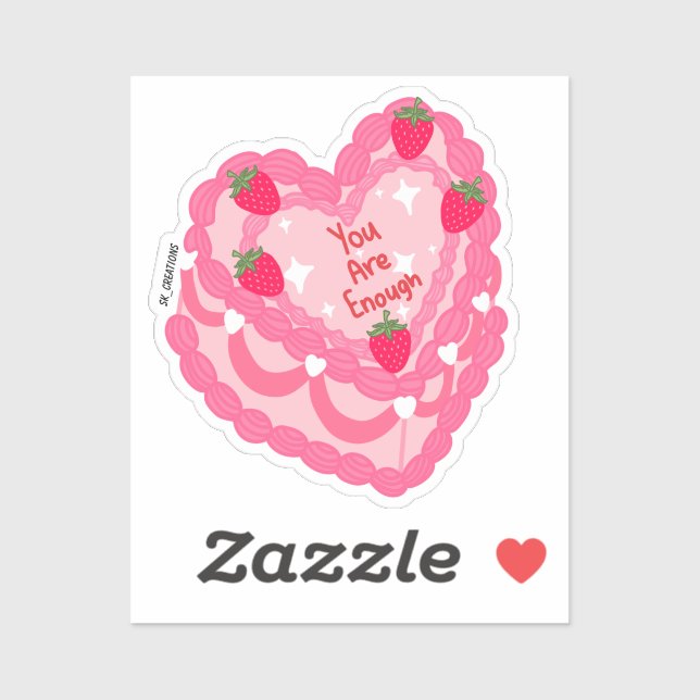 Sticker Rose Vous Êtes Assez Vintage Gâteau Coeur (Feuille)