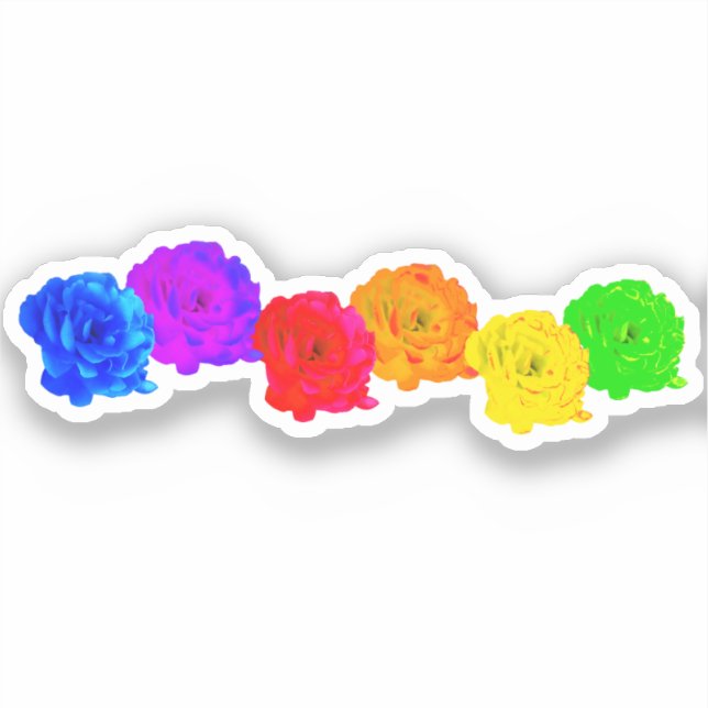Sticker Roses arc-en-ciel (Recto)