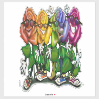 Sticker Roses arc-en-ciel