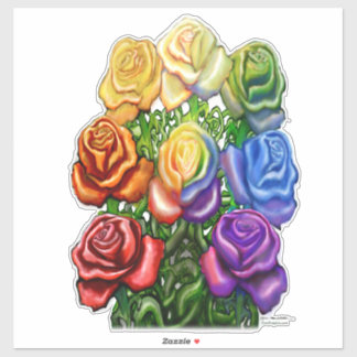 Sticker Roses arc-en-ciel