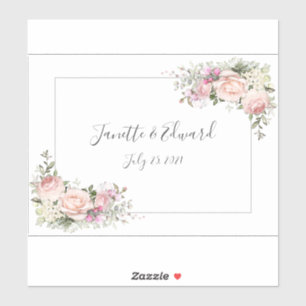 Sticker Roses roses blush roses et verdure