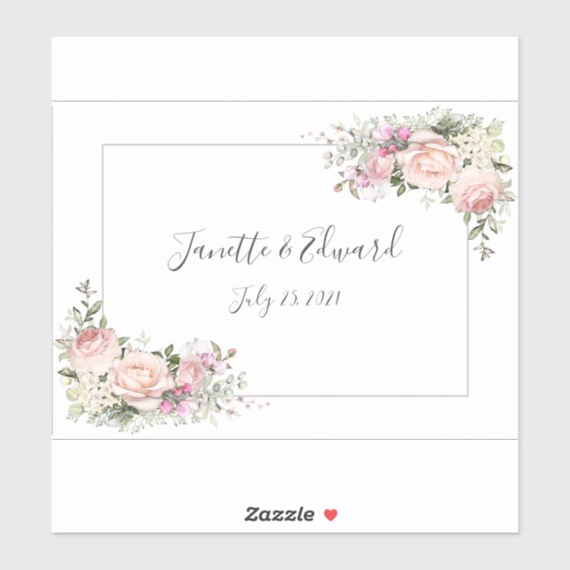 Sticker Roses roses blush roses et verdure | (Feuille)