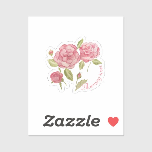 Sticker Roses roses rose dessin main crayon T-shirt Cushio (Feuille)
