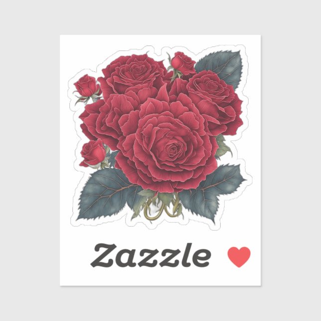 Sticker roses rouges (Feuille)
