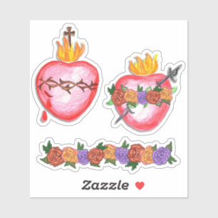 Sticker Roses sacrés et impaculés du coeur