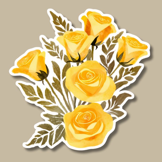 Sticker Roses simples et jaunes imperméables (Créateur téléchargé)