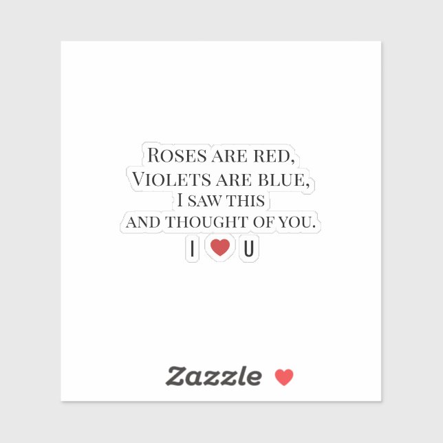 Sticker Roses sont rouges Saint-Valentin - Je ♥ T'amour dr (Feuille)