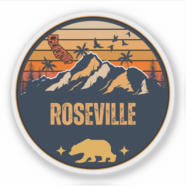 Sticker Roseville, Californie (Devant)