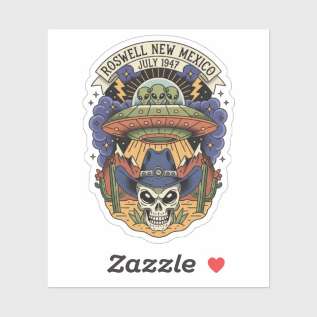 Sticker Roswell Nouveau-Mexique Alien (Feuille)