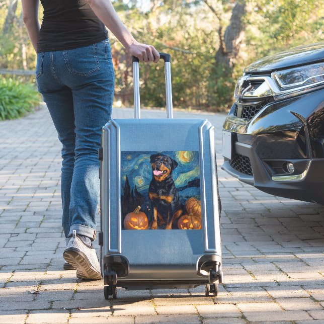 Sticker Rottweiler Chien Mignon Halloween Jack O Lantern C (Valise Insitu)