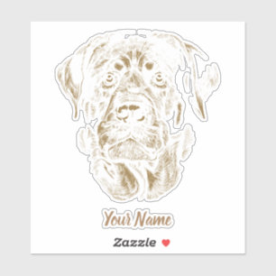 Sticker Rottweiler Chien Portrait Vintage Rottie Design