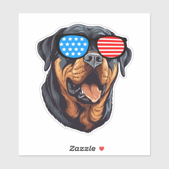 Sticker Rottweiler patriotique (Feuille)