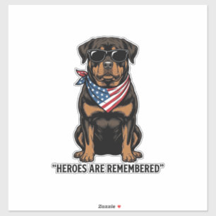 Sticker Rottweiler Patriotique Chien Héros Design Vintage_