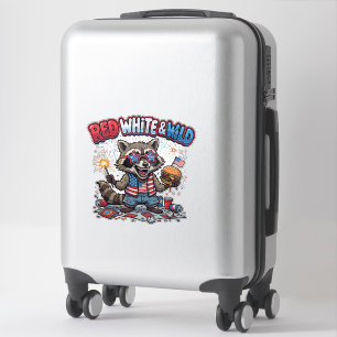 Sticker Rouge Blanc et Raton Laveur Sauvage 4 juillet
