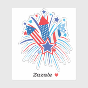 Sticker Rouge, blanc feu d'artifice Custom-Cut Vinyl Stick