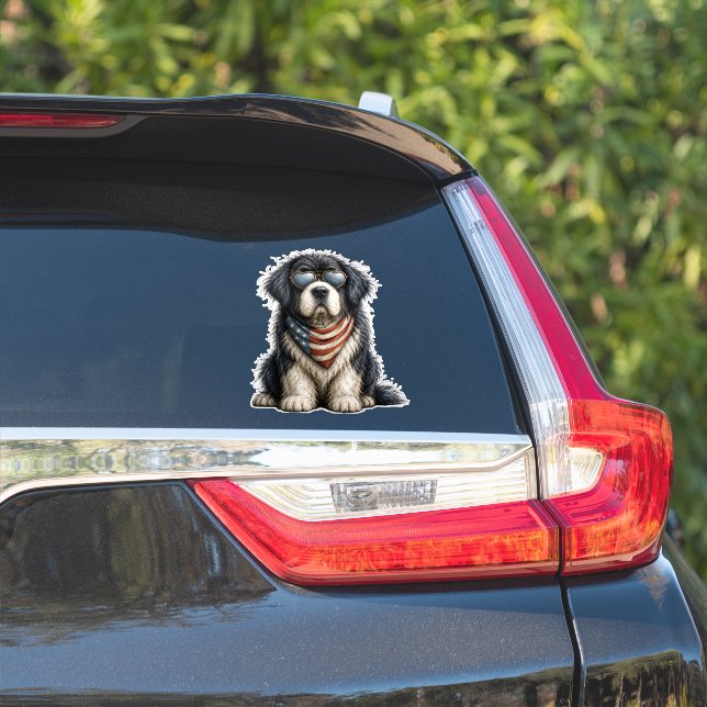 Sticker Rouge, Blanc & Nouveau Chien (Côté voiture)