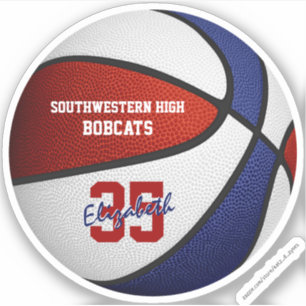 Sticker Rouge bleu basket filles garçons équipe couleurs