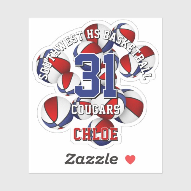 Sticker rouge bleu de l'équipe couleurs basket-ball (Feuille)