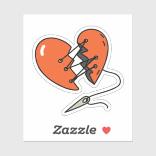Sticker Rouge de coeur brisé