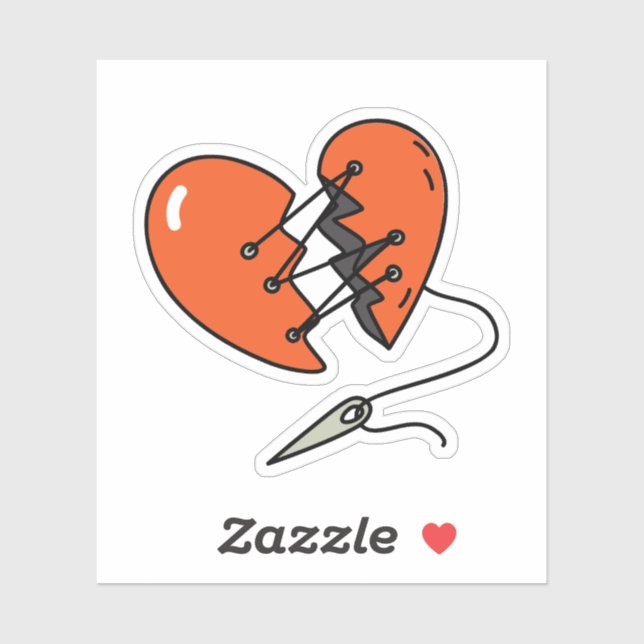 Sticker Rouge de coeur brisé (Feuille)