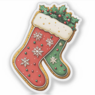 Sticker Rouge et Vert Noël Stockage Cookie