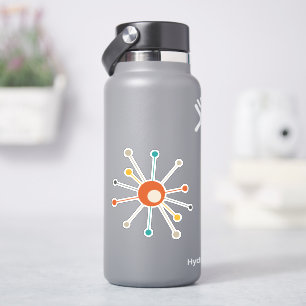 Sticker Rouge Orange Turquoise Atomique Starburst Retro