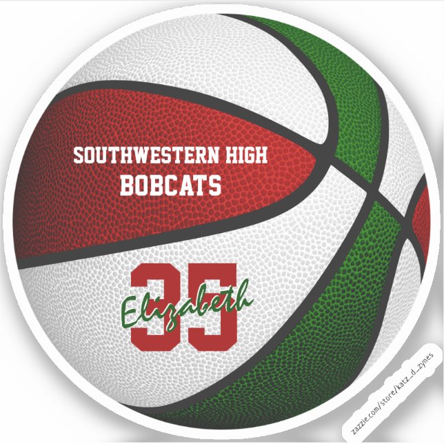 Sticker Rouge vert basket filles garçons équipe couleurs (Devant)