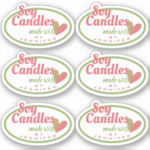 Sticker Rouge vert vintage fait avec des bougies de soja d